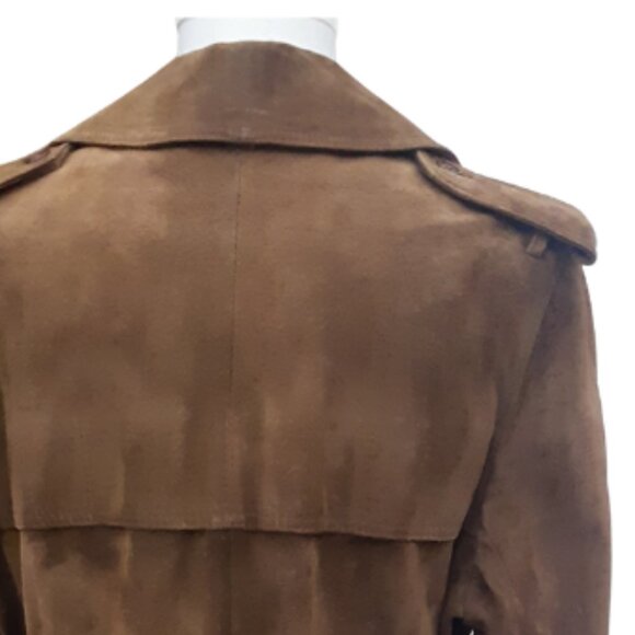 Vintage Aquascutum SZ S/M Rust Suede Men's Double Breasted Trench Coat - Picture 3 of 16